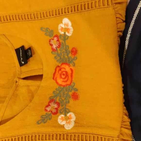 Art class 4T mustard/cider girls broidered long sleeves linen dress - Picture 7 of 8